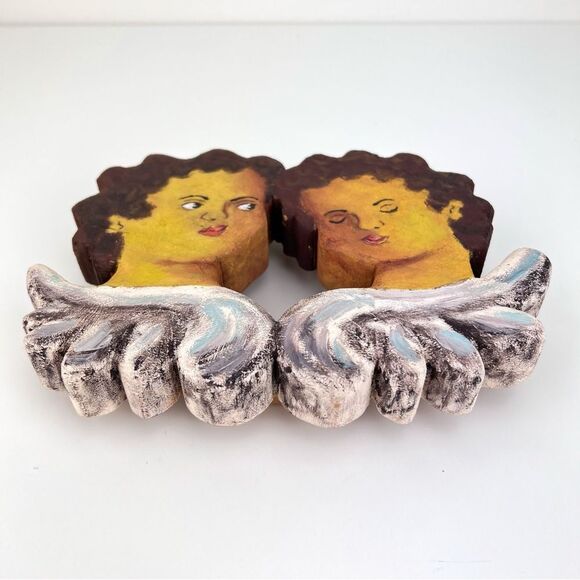 Ze Nelson Ouro Preto Wooden Plaque Cherub Angel Heads Wall Hanging Decor - Picture 2 of 6